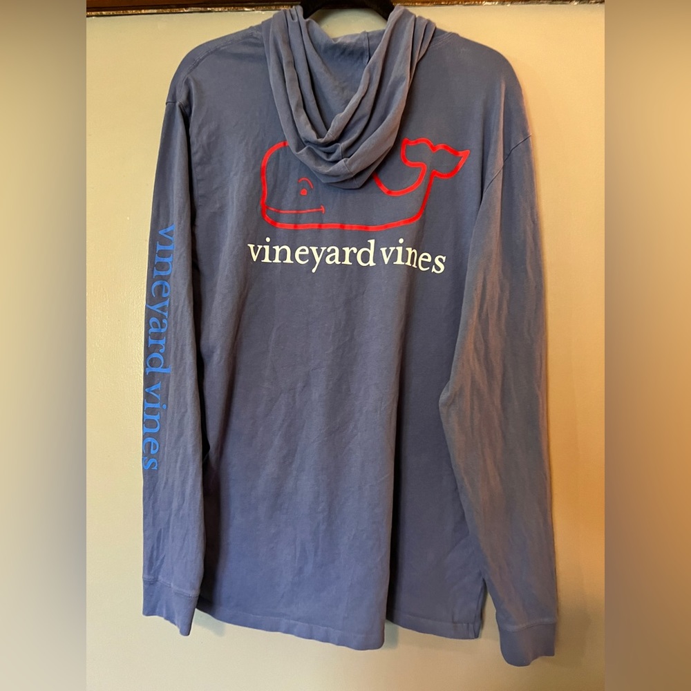 Mens Blue Vineyard Vines T shirt hoodie Size LG